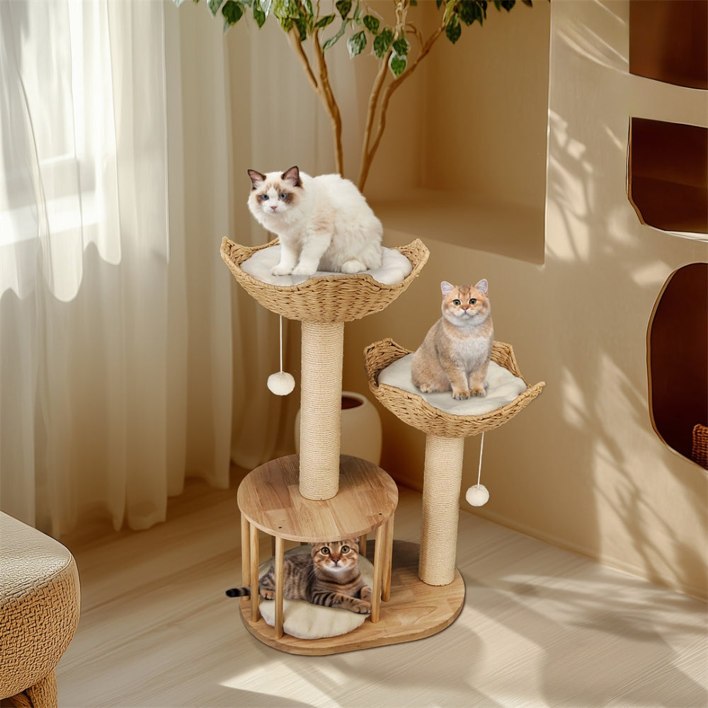 3 Tier Cat Climbing Tree Indoor Kittens Activity Center Tower with Scratching Post - The Grand Bazaar of Australia