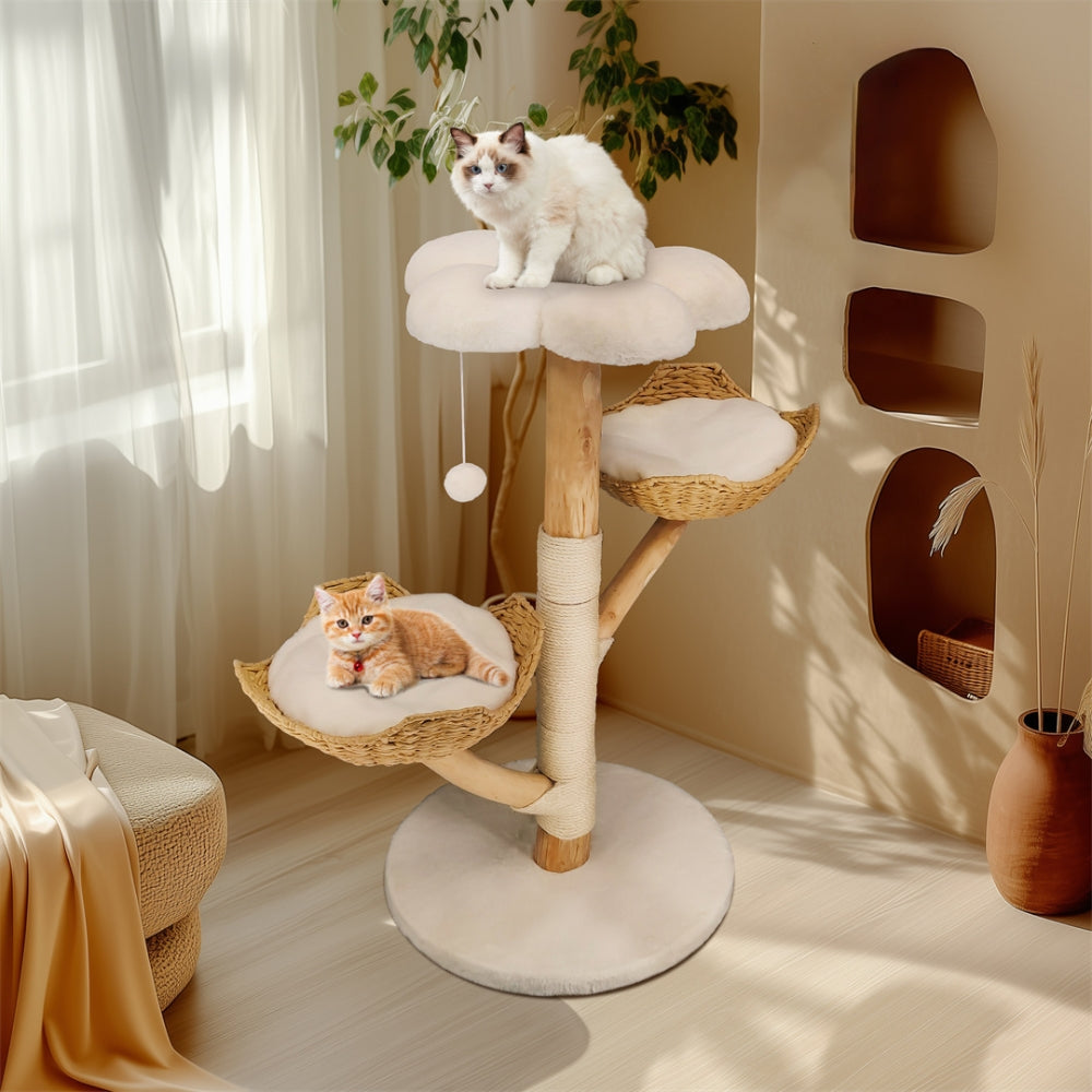 Modern Cat Furniture Climbing Tree Solid Wood Activity Center with Scratching Post - The Grand Bazaar of Australia