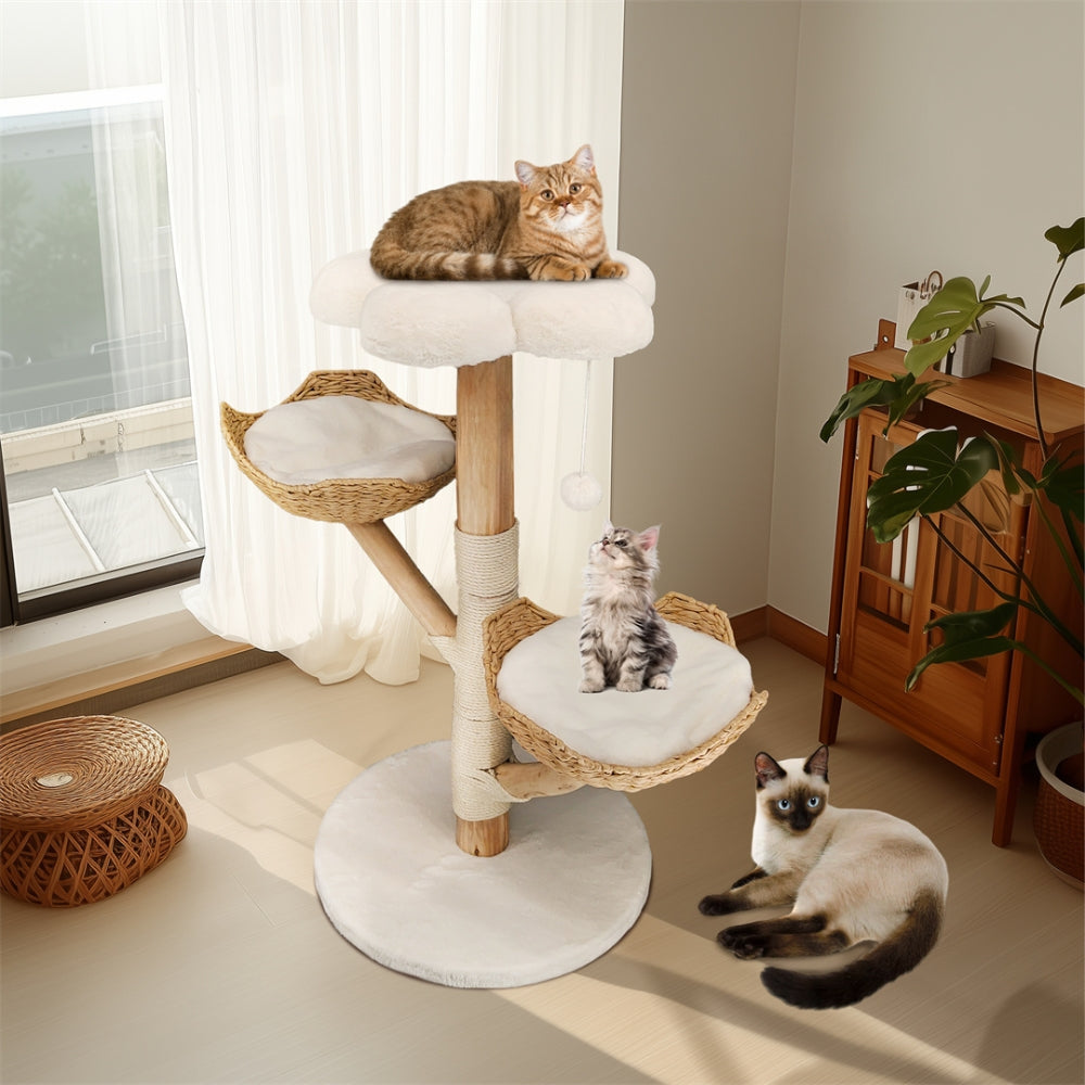 Modern Cat Furniture Climbing Tree Solid Wood Activity Center with Scratching Post - The Grand Bazaar of Australia