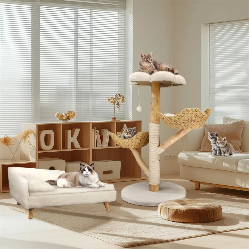 Modern Cat Furniture Climbing Tree Solid Wood Activity Center with Scratching Post - The Grand Bazaar of Australia