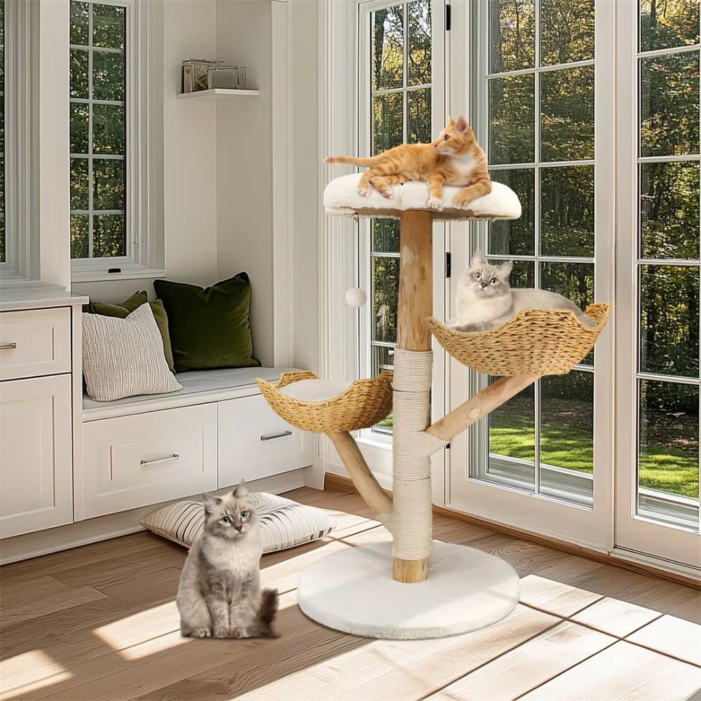 Modern Cat Furniture Climbing Tree Solid Wood Activity Center with Scratching Post - The Grand Bazaar of Australia