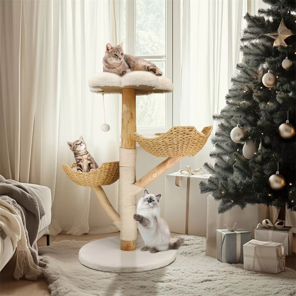 Modern Cat Furniture Climbing Tree Solid Wood Activity Center with Scratching Post - The Grand Bazaar of Australia