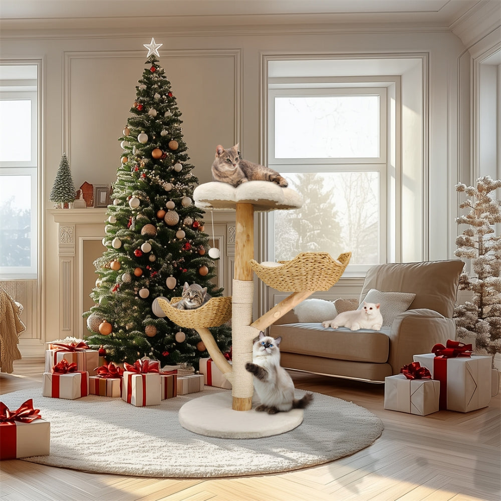 Modern Cat Furniture Climbing Tree Solid Wood Activity Center with Scratching Post - The Grand Bazaar of Australia