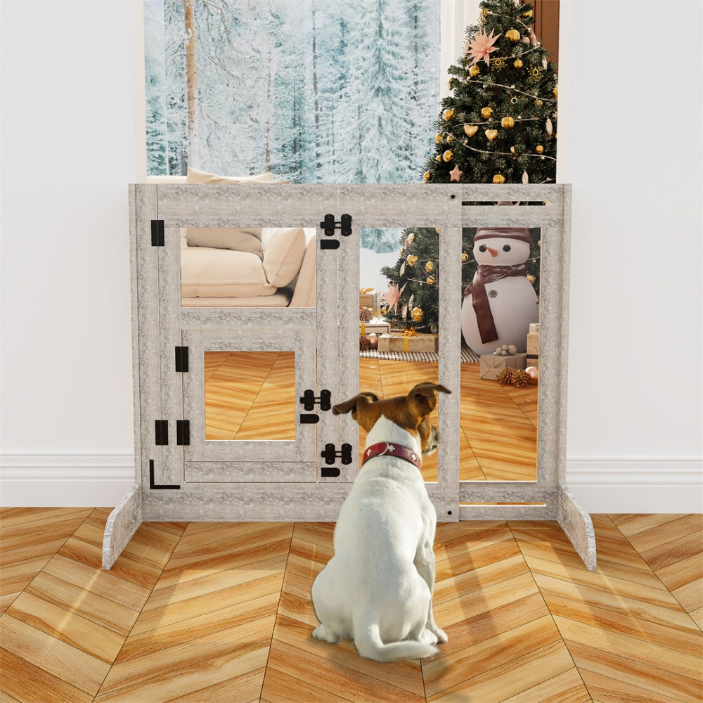 Pet Door Gate Tall Retractable Walk Through Tempered Glass Dog Safety Gate - The Grand Bazaar of Australia
