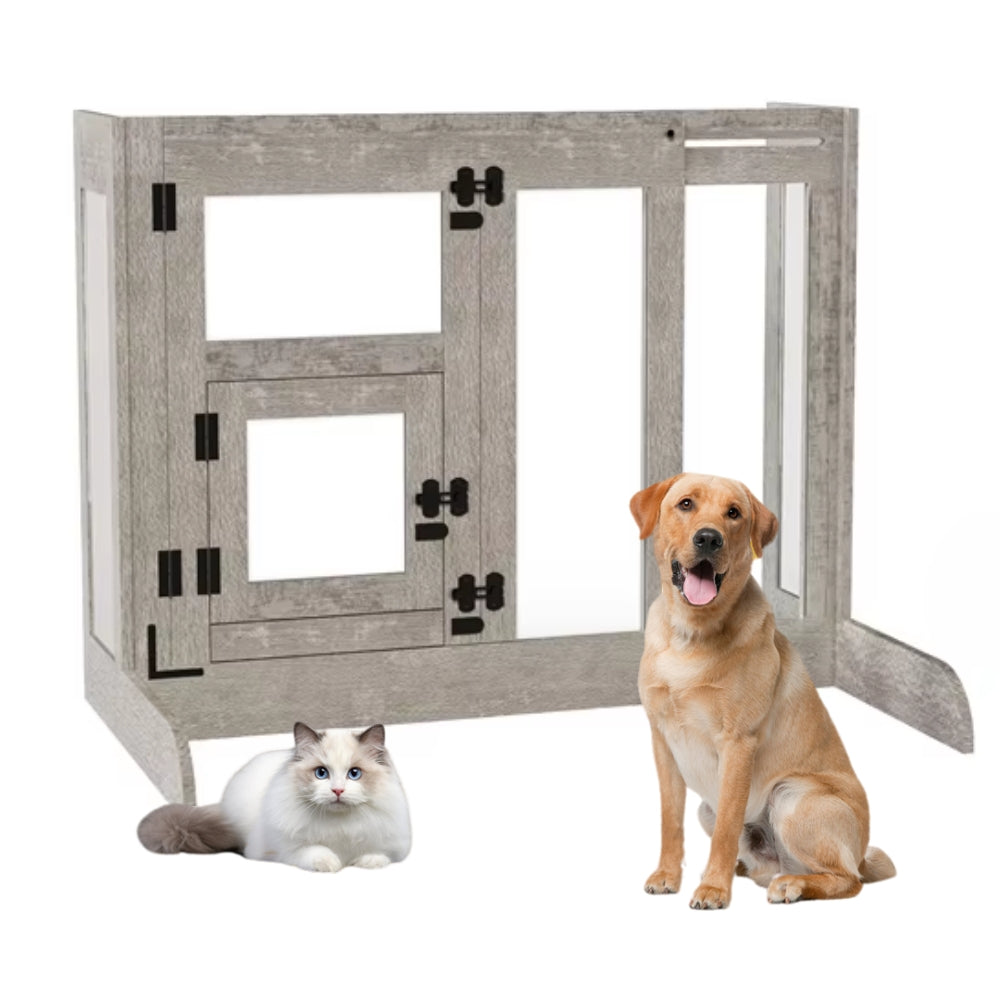 Pet Door Gate Tall Retractable Walk Through Tempered Glass Dog Safety Gate - The Grand Bazaar of Australia