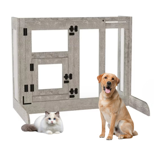 Pet Door Gate Tall Retractable Walk Through Tempered Glass Dog Safety Gate - The Grand Bazaar of Australia