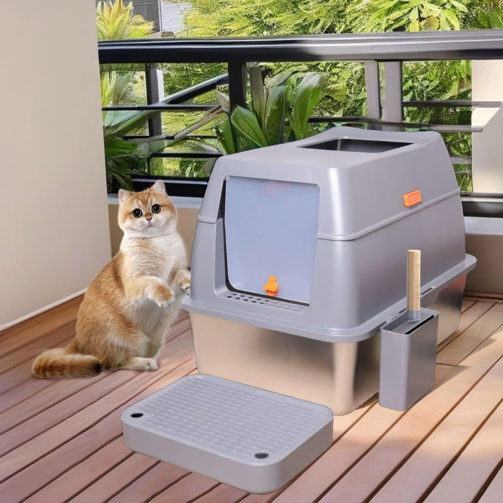 Enclosed Cat Litter Box Front Top Exit Cat Toilet Boxes with Lid - The Grand Bazaar of Australia