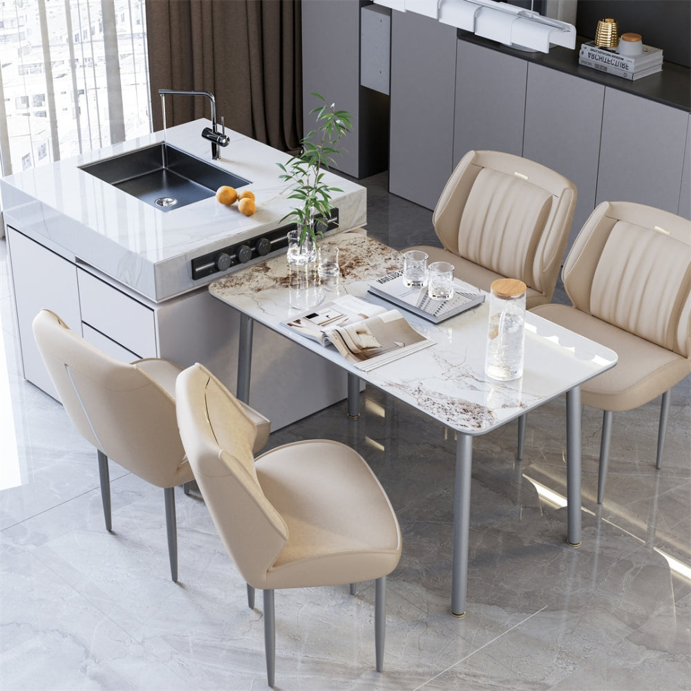Modern Armless Leisure Chairs Microfiber Silicone Leather Dining Table Chairs - The Grand Bazaar of Australia