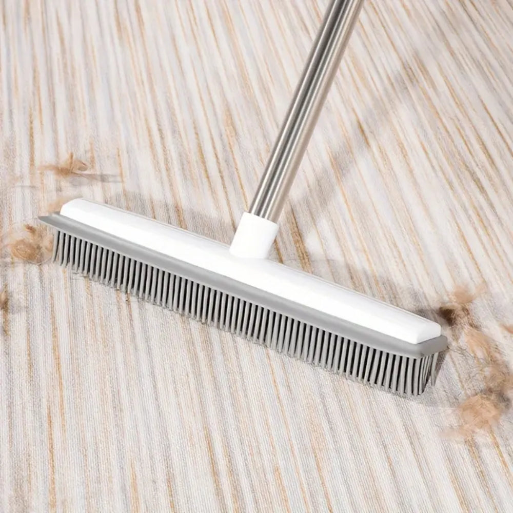 Rubber Broom Carpet Rake with Squeegee Long Handle for Pet Hair Fur Remover Broom - The Grand Bazaar of Australia