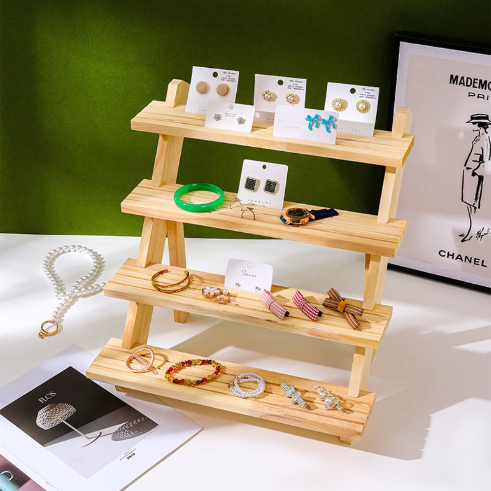 4 Tier Wooden Earring Holder Display Stand for Jewelry - The Grand Bazaar of Australia