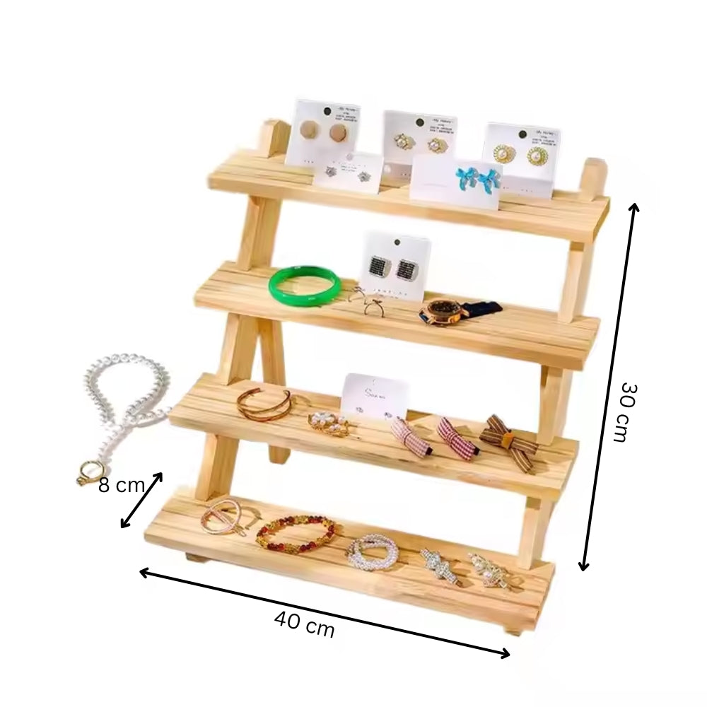 4 Tier Wooden Earring Holder Display Stand for Jewelry - The Grand Bazaar of Australia