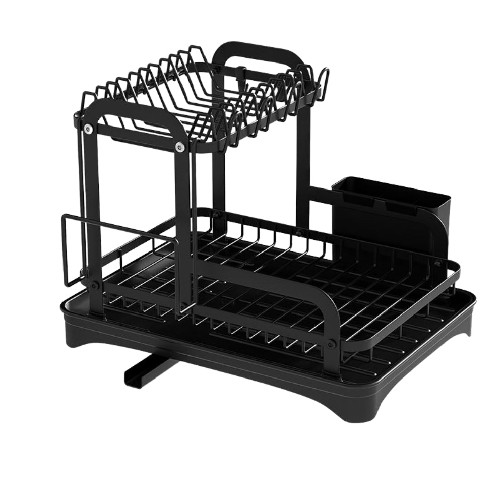 360 Degree Rotating 2 Tier Dish Bowl Drainer Kitchen Tableware Rack - The Grand Bazaar of Australia