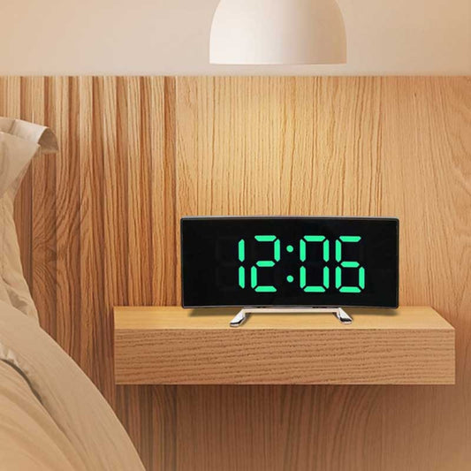 Modern Curved LED Mirror Alarm Clock - The Grand Bazaar of Australia