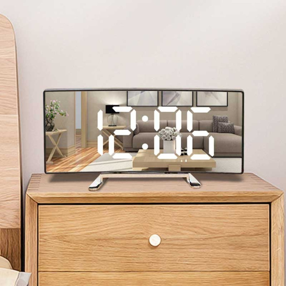 Modern Curved LED Mirror Alarm Clock - The Grand Bazaar of Australia