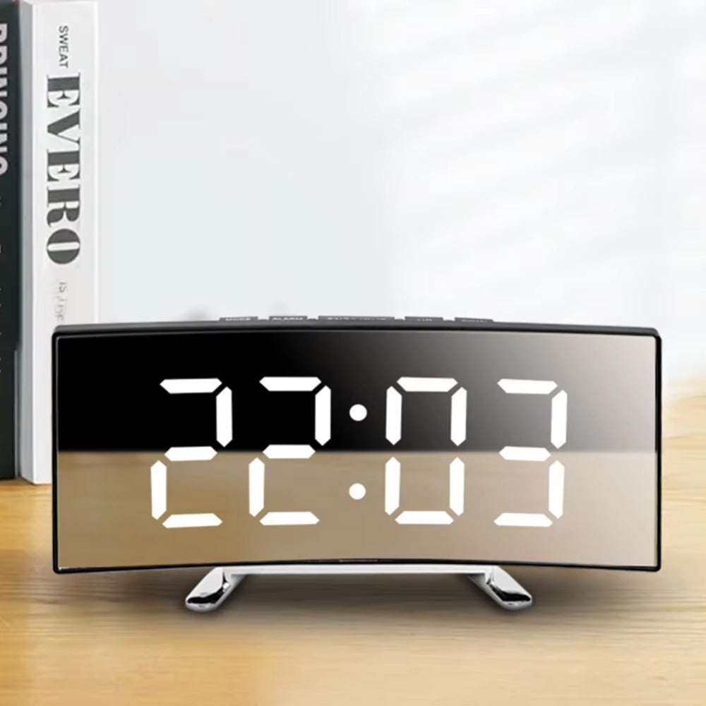 Modern Curved LED Mirror Alarm Clock - The Grand Bazaar of Australia