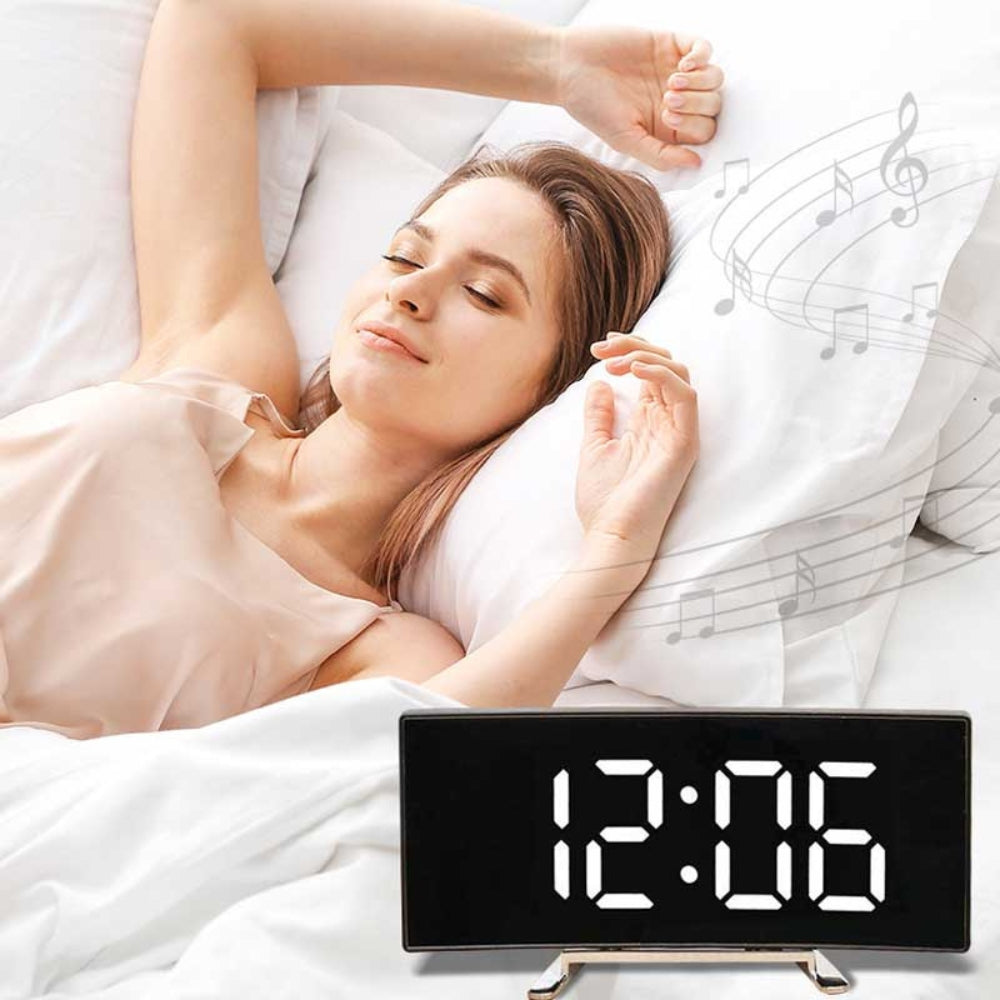 Modern Curved LED Mirror Alarm Clock - The Grand Bazaar of Australia