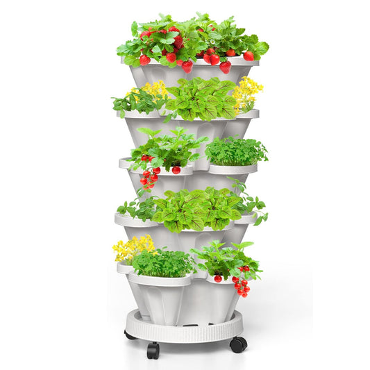 GREENHAVEN 5-Tier Stackable Planter, Indoor and Outdoor Gardening Planter with Removable Wheels and Tools - The Grand Bazaar of Australia