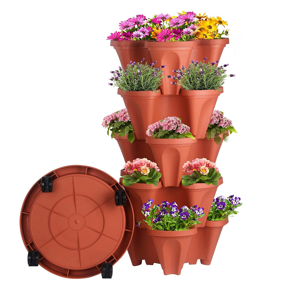 GREENHAVEN 5-Tier Stackable Planter, Indoor and Outdoor Gardening Planter with Removable Wheels and Tools - The Grand Bazaar of Australia