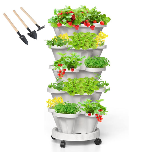 GREENHAVEN 5-Tier Stackable Planter, Indoor and Outdoor Gardening Planter with Removable Wheels and Tools - The Grand Bazaar of Australia