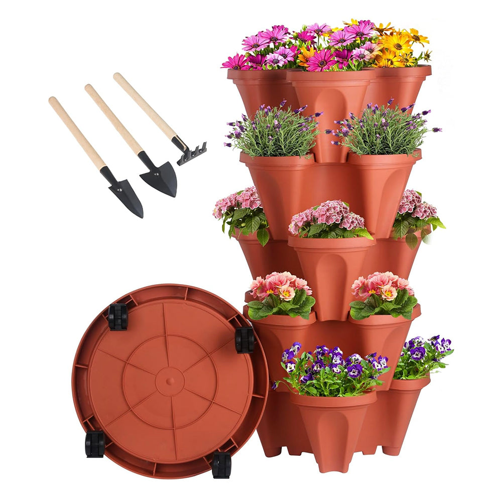 GREENHAVEN 5-Tier Stackable Planter, Indoor and Outdoor Gardening Planter with Removable Wheels and Tools - The Grand Bazaar of Australia