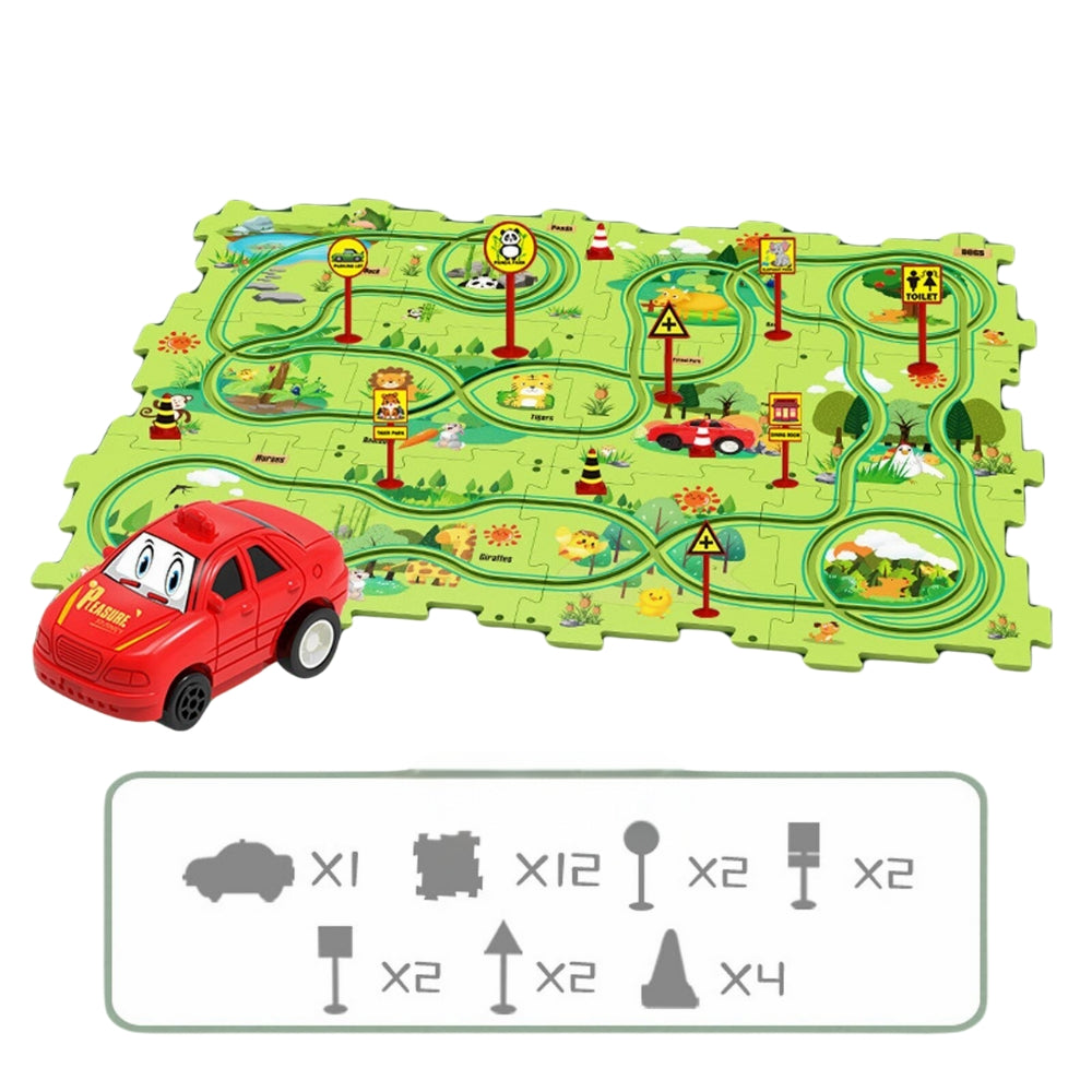DIY Car Track Puzzle Play Set Preschool Educational Montessori Toy