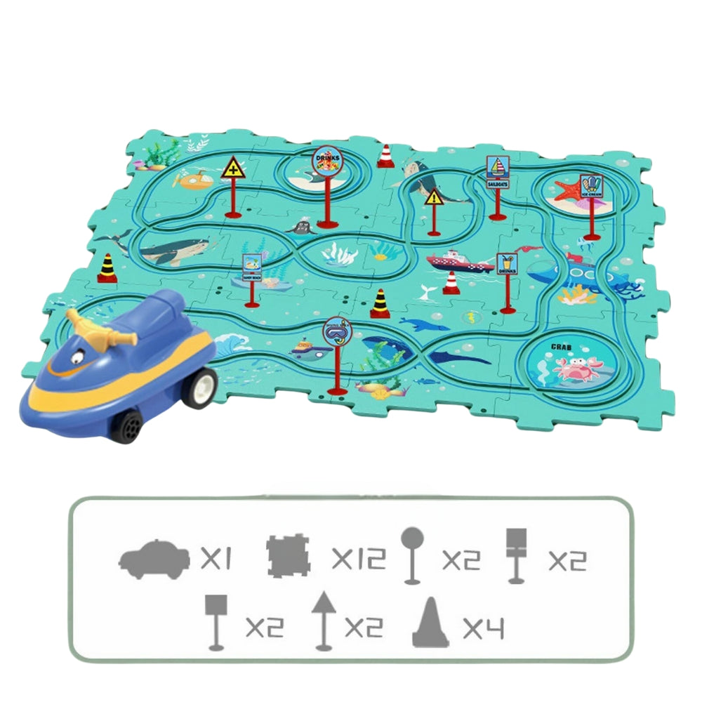 DIY Car Track Puzzle Play Set Preschool Educational Montessori Toy