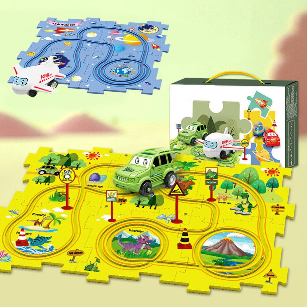 DIY Car Track Puzzle Play Set Preschool Educational Montessori Toy