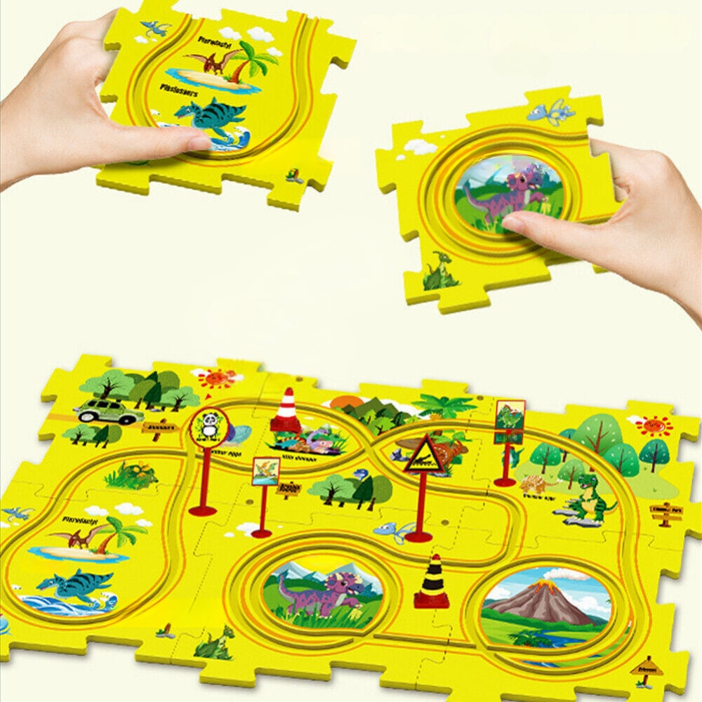 DIY Car Track Puzzle Play Set Preschool Educational Montessori Toy