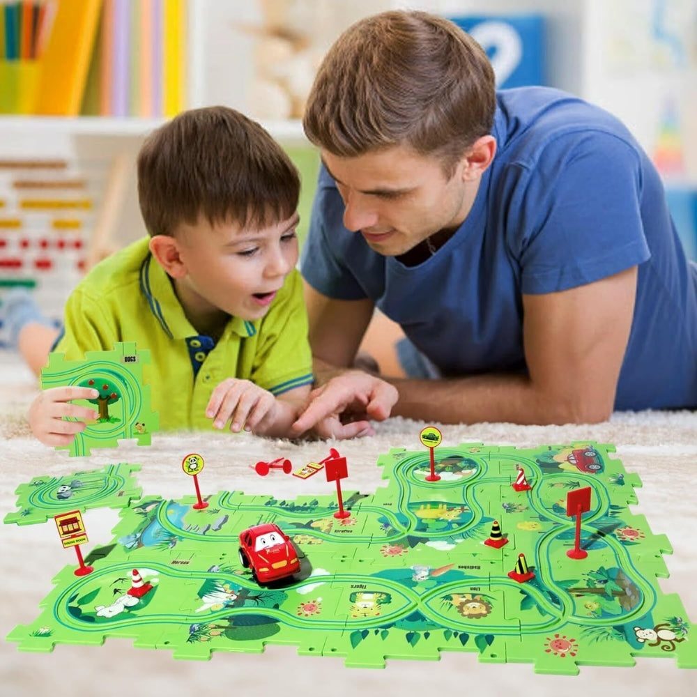 DIY Car Track Puzzle Play Set Preschool Educational Montessori Toy