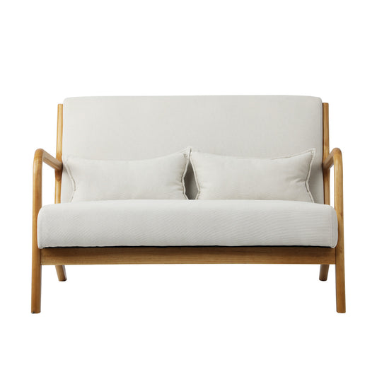 Armchair Couch Pillows 2 Seater Fabric Beige