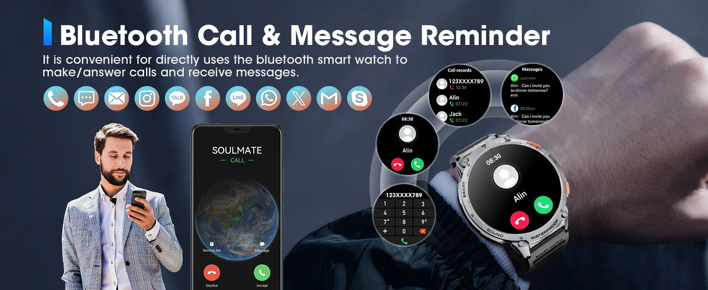 Karchilor K68 Smartwatch – 1.85" HD Display | Bluetooth Call | 730mAh Battery | Fitness & Health Tracker | Waterproof | 2025 Edition
