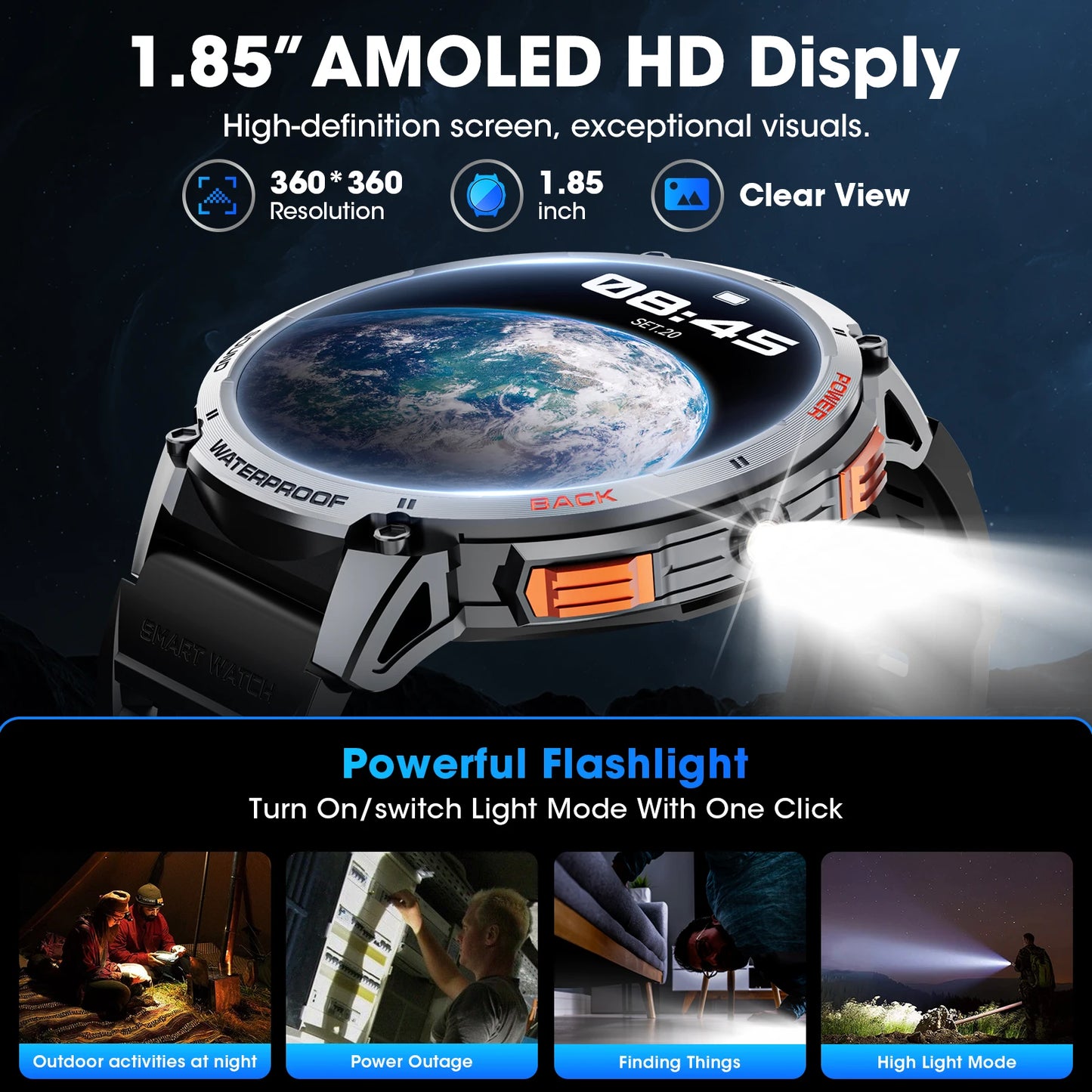 Karchilor K68 Smartwatch – 1.85" HD Display | Bluetooth Call | 730mAh Battery | Fitness & Health Tracker | Waterproof | 2025 Edition
