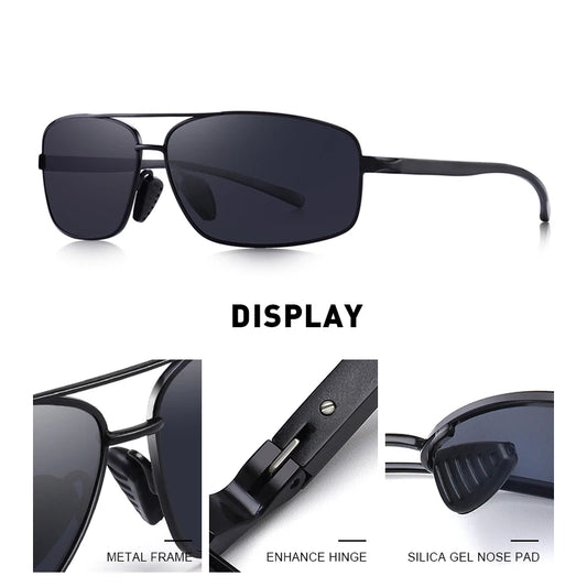 Menâs Polarized Rectangle Sunglasses â Model S8398