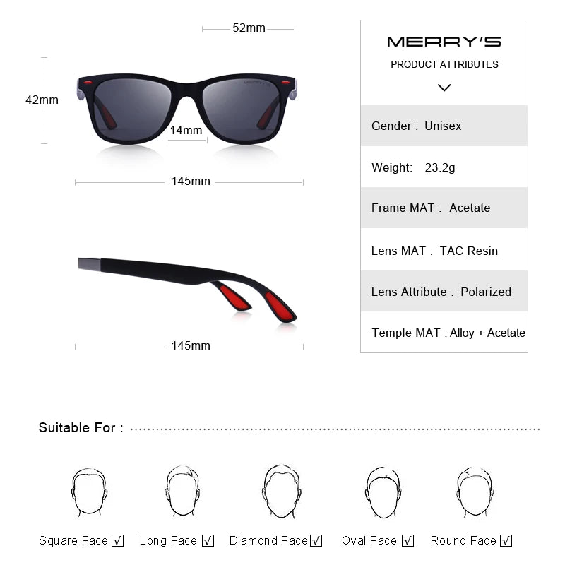 Unisex Classic Square Polarized Sunglasses – Model S8508