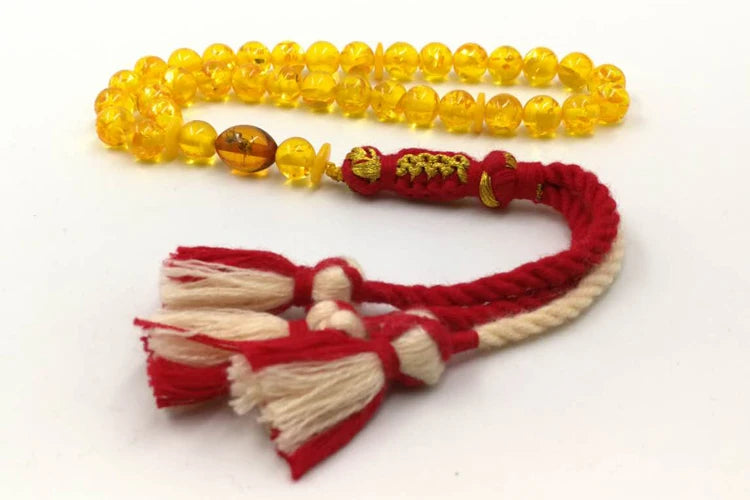 Ambers Color Tasbih with Insect Bead – 33, 66, 99 Beads | Royal Handmade Tassels | Turkish Design | Men’s Misbaha Muslim Rosary Prayer Beads