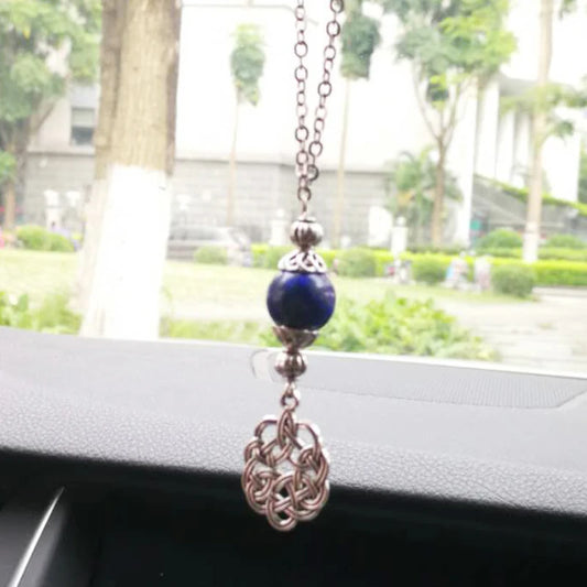 Natural Gemstone Car Ornament Pendant – Rear View Mirror Decoration | Islamic Auto Interior Accessory | Arabic Gift Bracelet