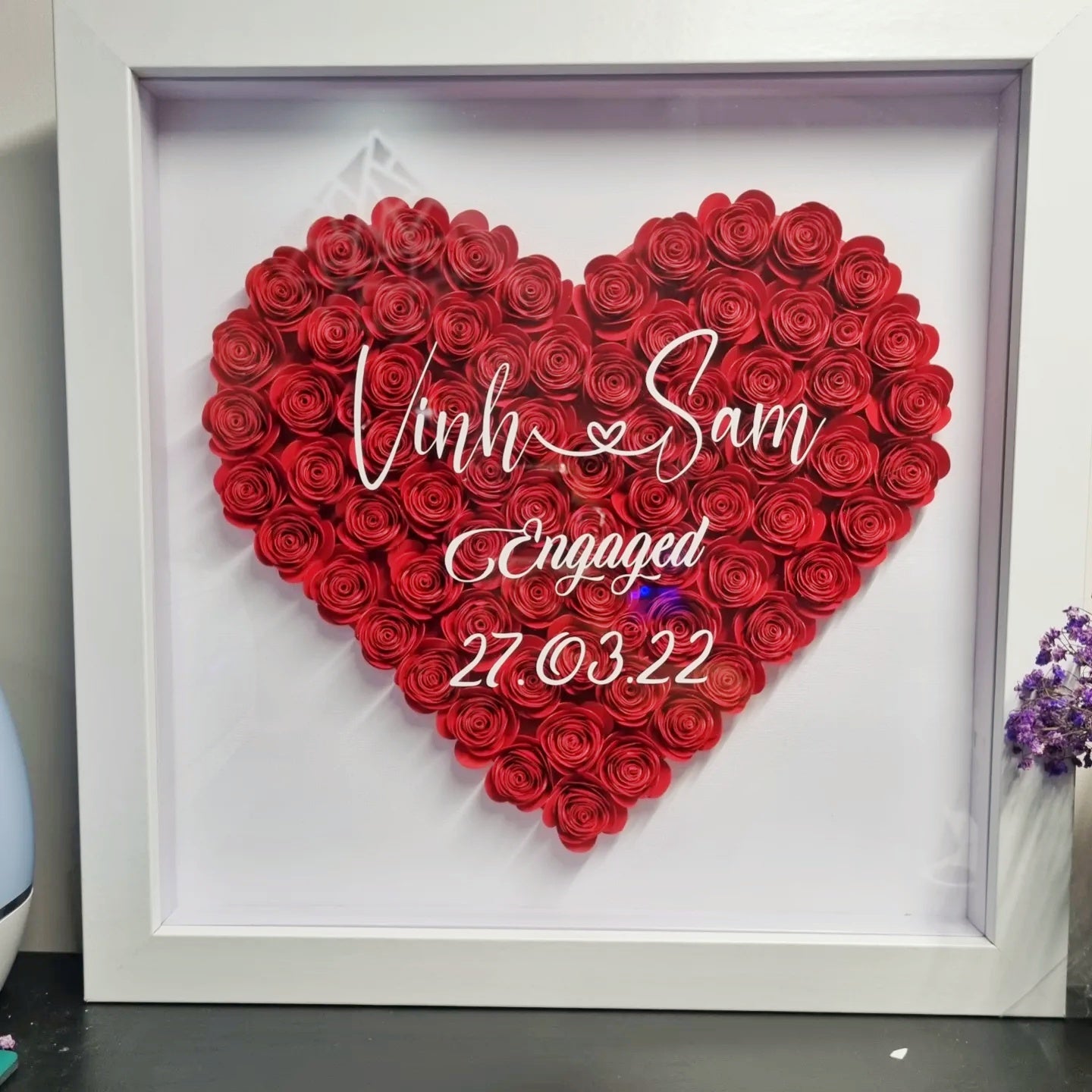 Celebrate Love with a Custom Handmade Flower Shadow Box (30x30cm)