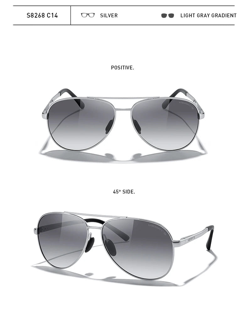 Classic Polarized Pilot Sunglasses – Stylish Gradient Lens Eyewear for Men & Women (Model S8268)