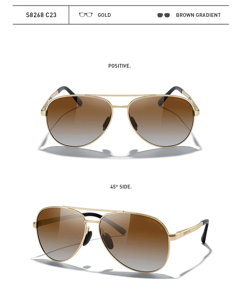 Classic Polarized Pilot Sunglasses – Stylish Gradient Lens Eyewear for Men & Women (Model S8268)