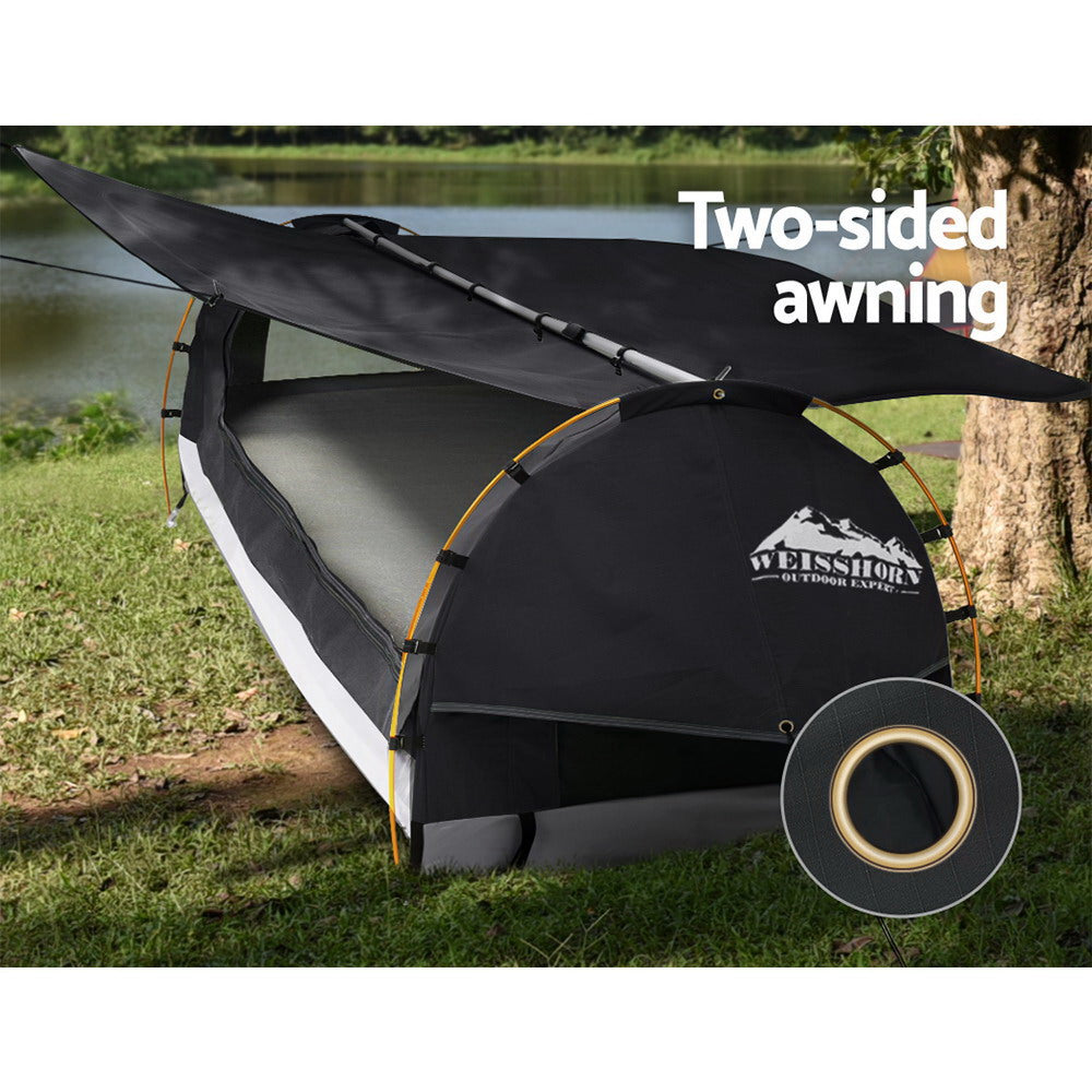 Weisshorn King Single Swag Camping Swags Canvas Free Standing Dome Tent Grey - The Grand Bazaar of Australia