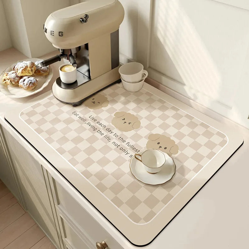 Super Absorbent Large Kitchen Mat – Quick-Dry Dish Drying & Coffee Drain Pad with Non-Slip Backing