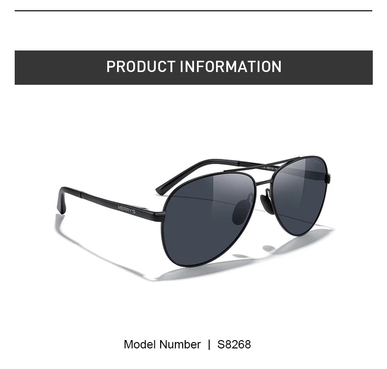 Classic Polarized Pilot Sunglasses – Stylish Gradient Lens Eyewear for Men & Women (Model S8268)