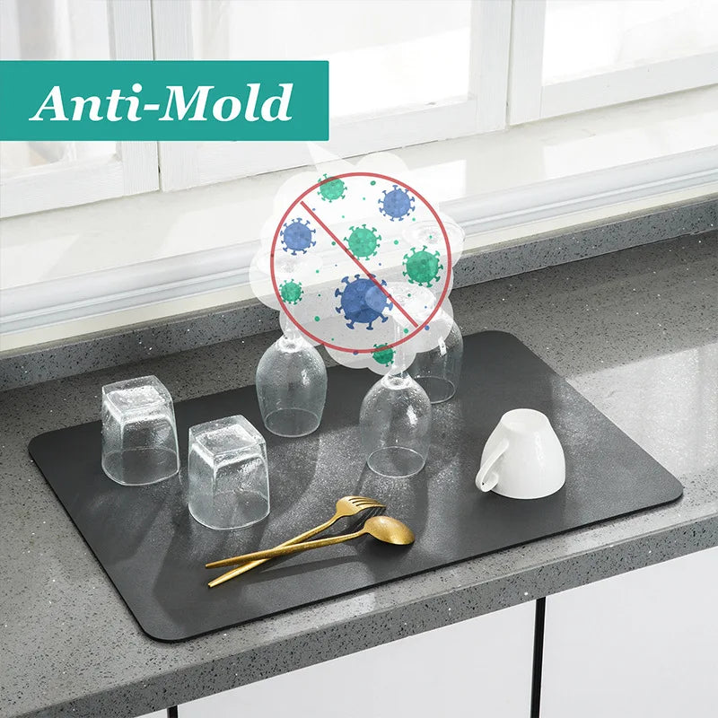 Super Absorbent Large Kitchen Mat – Quick-Dry Dish Drying & Coffee Drain Pad with Non-Slip Backing