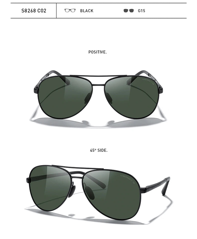 Classic Polarized Pilot Sunglasses – Stylish Gradient Lens Eyewear for Men & Women (Model S8268)