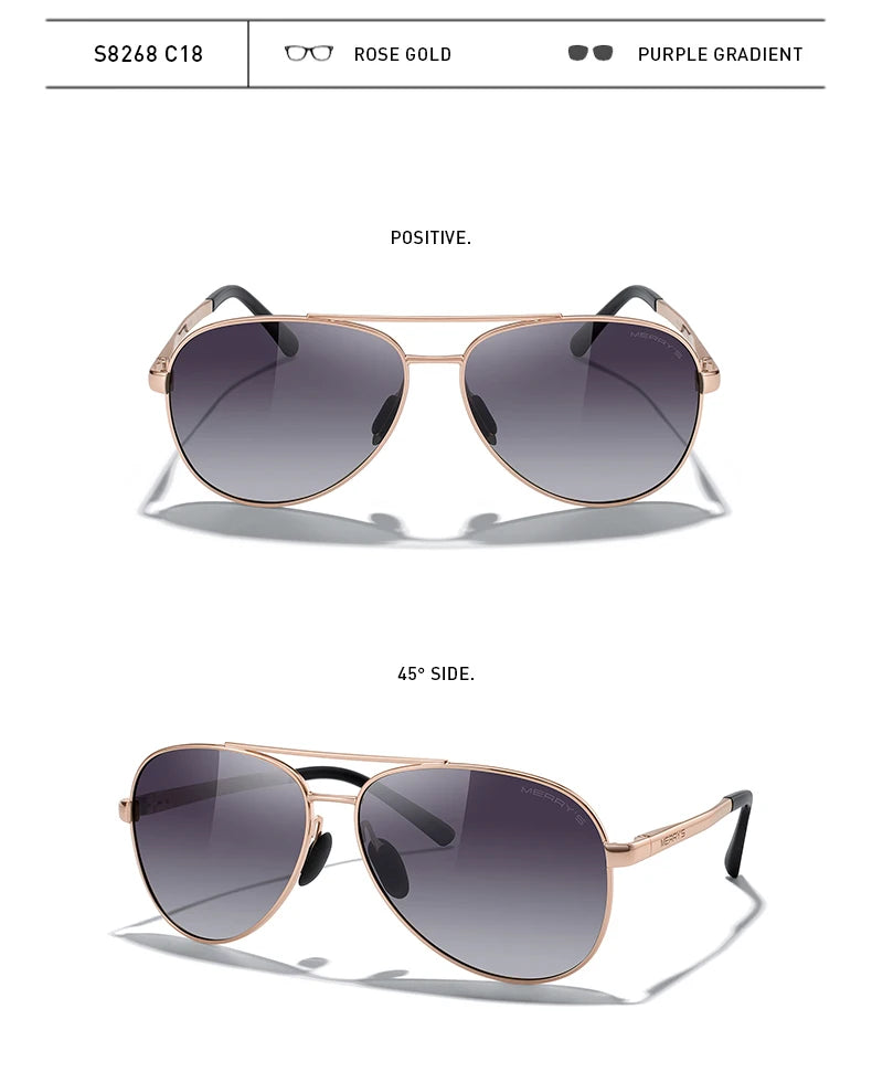 Classic Polarized Pilot Sunglasses – Stylish Gradient Lens Eyewear for Men & Women (Model S8268)