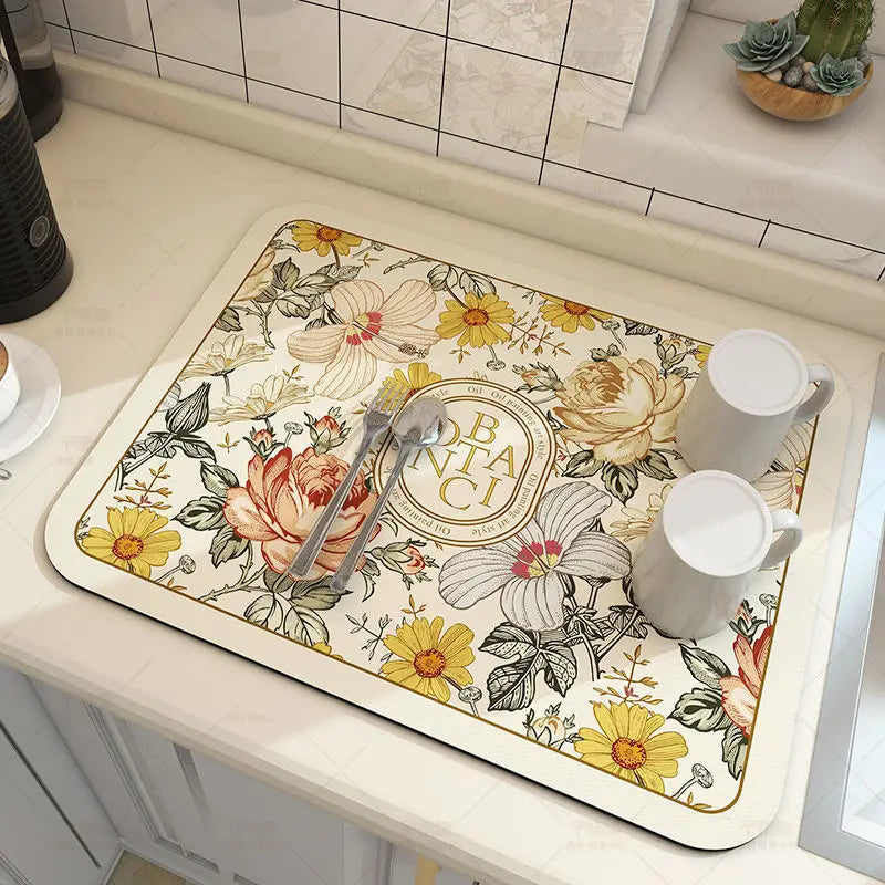 Super Absorbent Large Kitchen Mat – Quick-Dry Dish Drying & Coffee Drain Pad with Non-Slip Backing