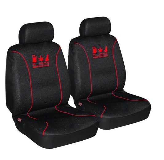 Universal 60/25 Airbag Front Seat Cover Nobody Rides For Free - Red - The Grand Bazaar of Australia