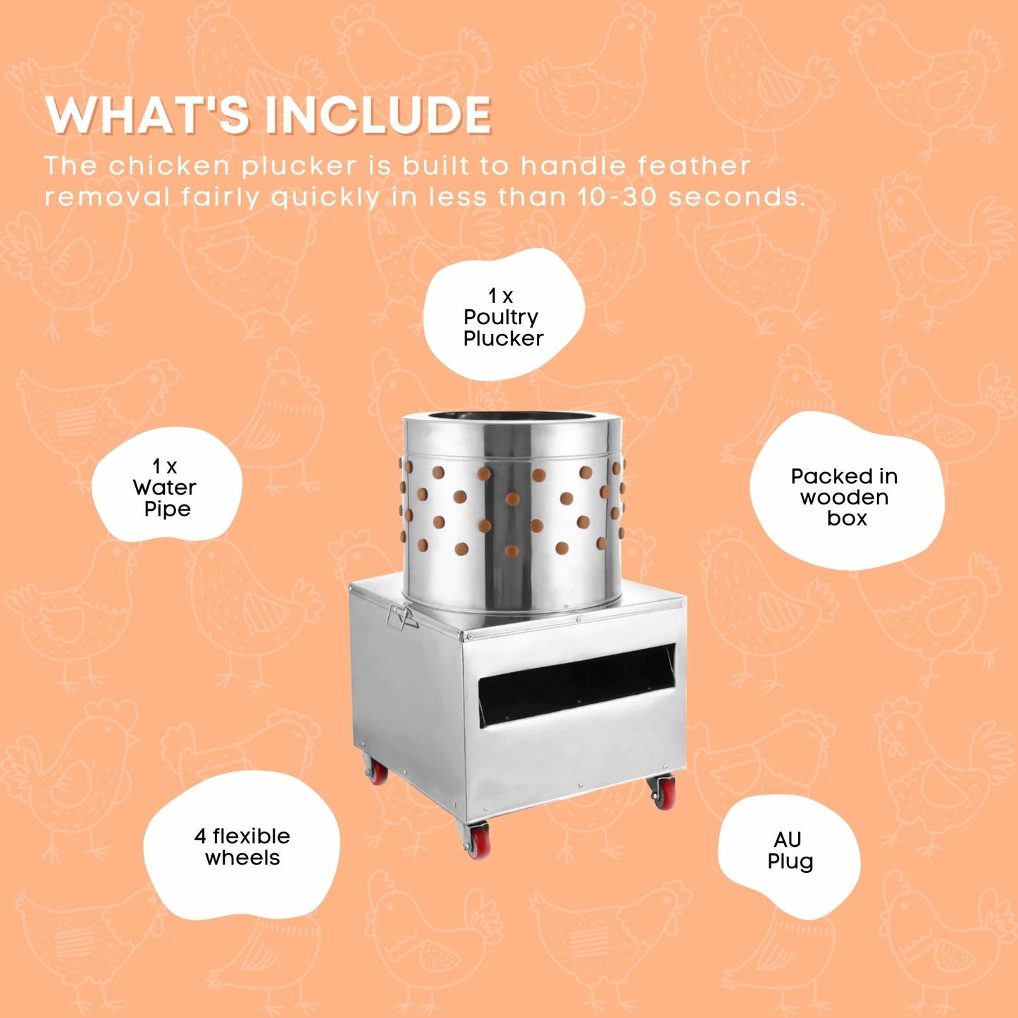 50cm Chicken Feather Plucker Machine Electric Automatic Poultry - The Grand Bazaar of Australia