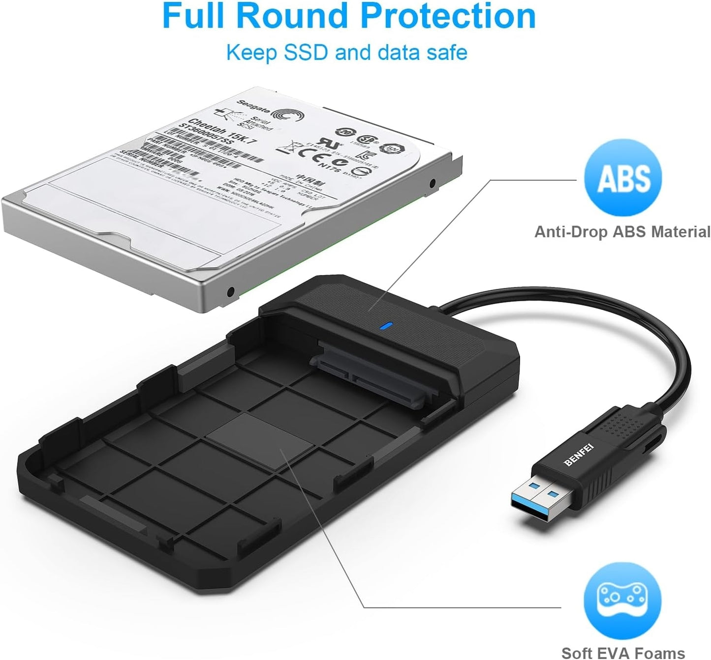 BENFEI 2.5 Inch SATA to USB Tool Free External Hard Drive Enclosure - The Grand Bazaar of Australia