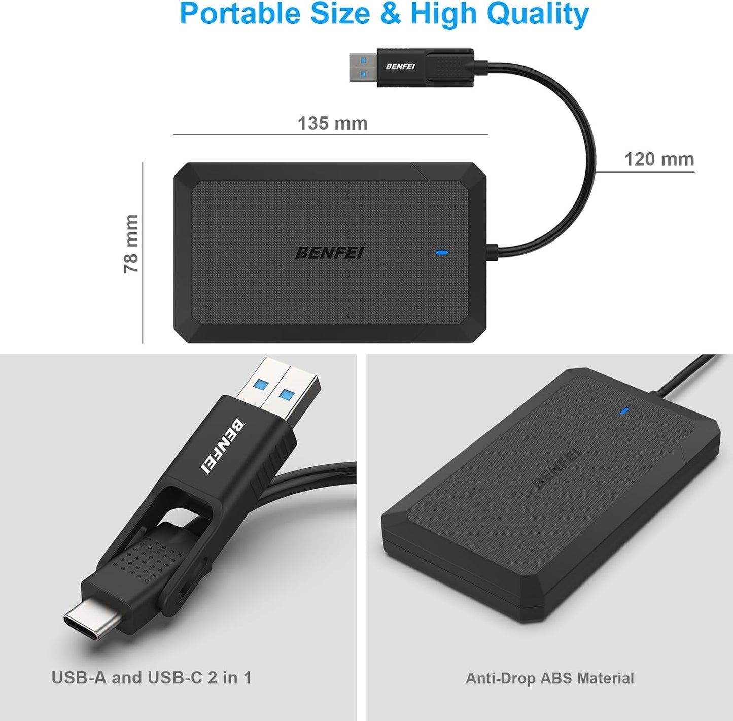 BENFEI 2.5 Inch SATA to USB Tool Free External Hard Drive Enclosure - The Grand Bazaar of Australia